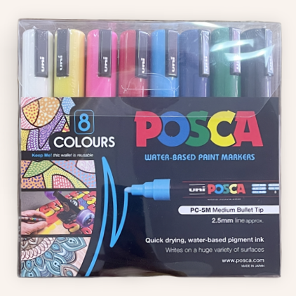 Posca Paint Marker PC-5M 1.8-2.5mm Bullet Tip 8 Piece Pack