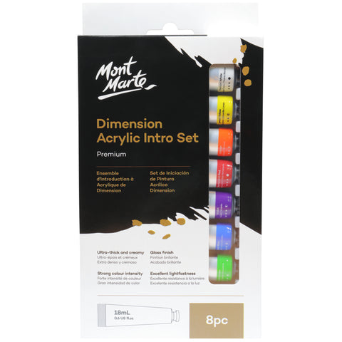 Mont Marte Premium Heavy Body Dimension Acrylic Paint 8 Piece Pack x 18ml