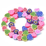 BS0133 Bead Strand Polymer Clay Flat Heart 7.5-11x7-11x4mm Approximately 40 Pieces Per Strand