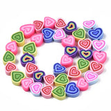 BS0133 Bead Strand Polymer Clay Flat Heart 7.5-11x7-11x4mm Approximately 40 Pieces Per Strand