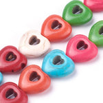 BS0091 Bead Strand Synthetic Hollow Heart Dyed Mixed Colour 15x15x5.5mm Approximately 28 Pieces Per Strand