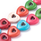 BS0091 Bead Strand Synthetic Hollow Heart Dyed Mixed Colour 15x15x5.5mm Approximately 28 Pieces Per Strand
