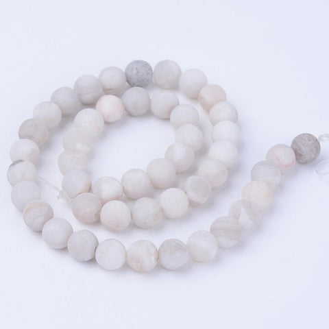 BS0059 Bead Strand Natural Agate Frosted Dyed Round 8mm Approximately 47 Pieces Per Strand