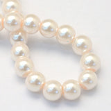 BS0114 Bead Strand Glass Baking Painted Pearlized Round Antique White 6mm Approximately 63 Pieces Per Strand