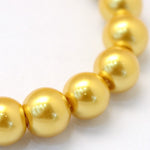 BS0115 Bead Strand Glass Baking Painted Pearlized Round Gold 6mm Approximately 63 Pieces Per Strand