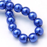 BS0109 Bead Strand Glass Baking Painted Pearlized Round Royal Blue 6mm Approximately 63 Pieces Per Strand