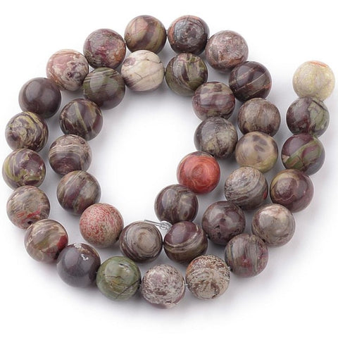 BS0026 Bead Strand Natural Flower Agate Dyed Round 8mm Approximately 47 Pieces Per Strand