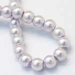 BS0111 Bead Strand Glass Baking Painted Pearlized Round Lilac 6mm Approximately 63 Pieces Per Strand