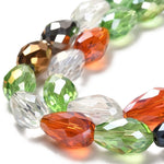 BS0061 Bead Strand Glass Faceted Teardrop Mixed 15x10mm Approximately 28 Pieces Per Strand