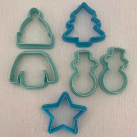 3D Printed Polymer Clay Cutter - Christmas Dangle Sized 6 Piece Set