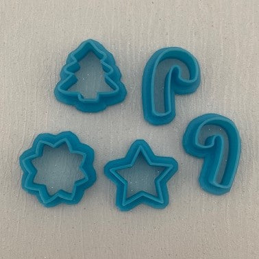 3D Printed Polymer Clay Cutter - Christmas Stud Sized 5 Piece Set