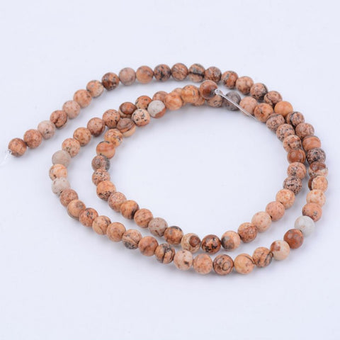 BS0086 Bead Strand Natural Picture Jasper Round 8mm Approximately 47 Pieces Per Strand