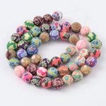 BS0127 Bead Strand Polymer Clay Round Floral 8mm Approximately 50 Pieces Per Strand