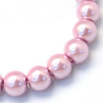 BS0113 Bead Strand Glass Baking Painted Pearlized Round Pale Pink 6mm Approximately 63 Pieces Per Strand