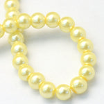 BS0112 Bead Strand Glass Baking Painted Pearlized Round Champagne Yellow 6mm Approximately 63 Pieces Per Strand