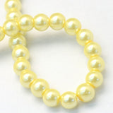 BS0112 Bead Strand Glass Baking Painted Pearlized Round Champagne Yellow 6mm Approximately 63 Pieces Per Strand