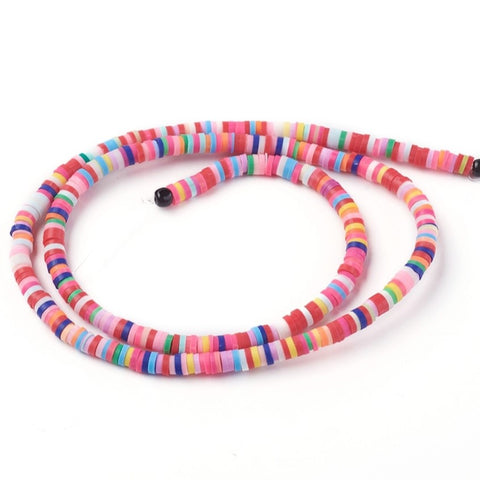 BS0159 Bead Strand Polymer Clay Heishi Mixed Bright Colours 4x1mm Approximately 380 Pieces Per Strand