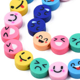 BS0119 Bead Strand Polymer Clay Flat Round Emoji Face 9mm Approximately 40 Pieces Per Strand