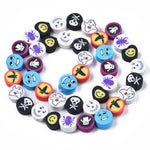 BS0082 Bead Strand Polymer Clay Halloween Flat Round 8-10x4mm Approximately 40 Pieces Per Strand