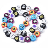 BS0082 Bead Strand Polymer Clay Halloween Flat Round 8-10x4mm Approximately 40 Pieces Per Strand