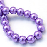 BS0106 Bead Strand Glass Baking Painted Pearlized Round Violet 6mm Approximately 63 Pieces Per Strand