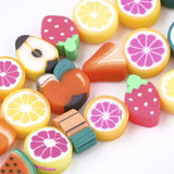 BS0098 Bead Strand Polymer Clay Flat Mixed Fruit 7-11x8-12x3-7mm Approximately 40 Pieces Per Strand