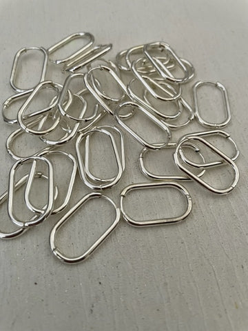 304 Stainless Steel Huggie Earring 23mm Oval (2mm Thick) Vacuum Plated Bright Silver
