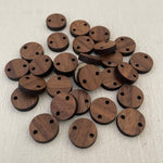 Laser Cut Walnut Veneer Circle 12mm 2 Tag Hole PAIR