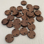 Laser Cut Walnut Veneer Circle 16mm 2 Tag Hole Pair