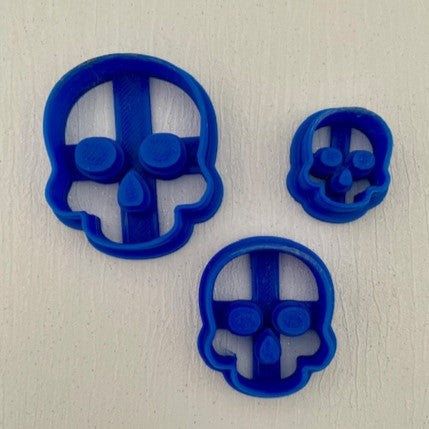 3D Printed Polymer Clay Cutter - Embossed Skull 3 Piece Set