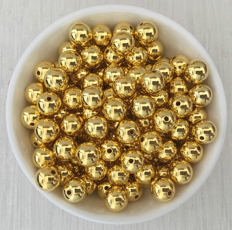 Acrylic Bead CCB Bright Gold 10mm 75 Pieces
