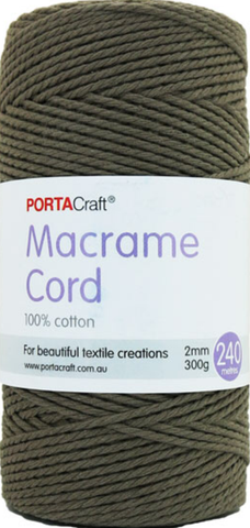 Portacraft Macrame Cord 100% Cotton 2mm 300G Approx. 240 Metres Taupe Brown