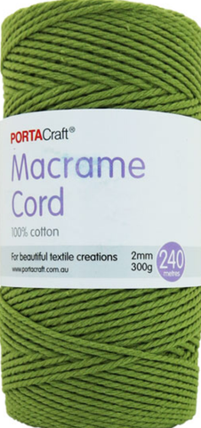 Portacraft Macrame Cord 100% Cotton 2mm 300G Approx. 240 Metres Sage Green