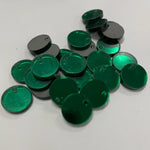 Laser Cut Mirror Green Acrylic Circle 16mm 1 Tag Hole Pair