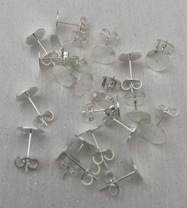 304 Stainless Steel Earring Posts & Backs Bright Silver Colour Vacuum Plated 20 Piece (10 Pair) Pack