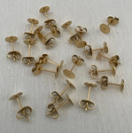 304 Stainless Steel Earring Posts & Backs Golden Colour Vacuum Plated 20 Piece (10 Pair) Pack
