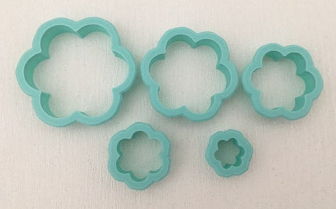 3D Printed Polymer Clay Cutter - Flower 5 Piece Set
