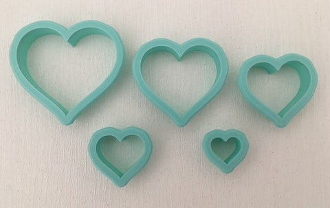 3D Printed Polymer Clay Cutter - Love Heart 5 Piece Set