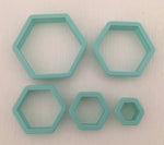 3D Printed Polymer Clay Cutter - Hexagon 5 Piece Set