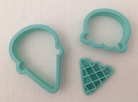 3D Printed Polymer Clay Cutter - Icecream 40mm 3 Piece Set