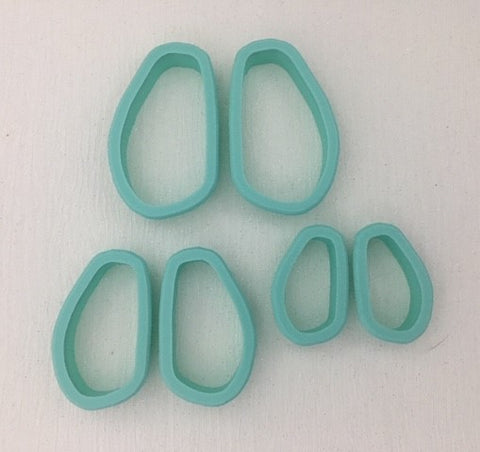 3D Printed Polymer Clay Cutter - Irregular Drop Mirror 6 Piece Set
