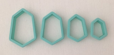 3D Printed Polymer Clay Cutter - Irregular Wide Hexagon 4 Piece Set