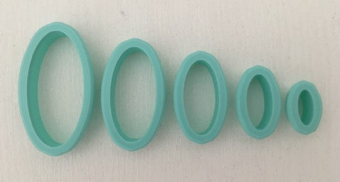 3D Printed Polymer Clay Cutter - Oval 5 Piece Set