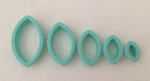 3D Printed Polymer Clay Cutter - Pod Seed 5 Piece Set