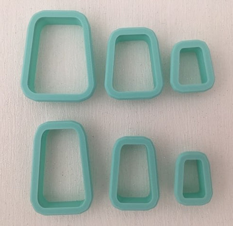 3D Printed Polymer Clay Cutter - Wide and Skinny Irregular Rectangle 6 Piece Set