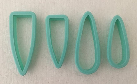 3D Printed Polymer Clay Cutter - Slender Pentagon / Drops 4 Piece Set