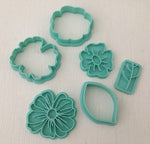 3D Printed Polymer Clay Cutter - Embossed Flower and Leaf 6 Piece Set