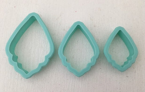 3D Printed Polymer Clay Cutter - Frilled Drop 3PC