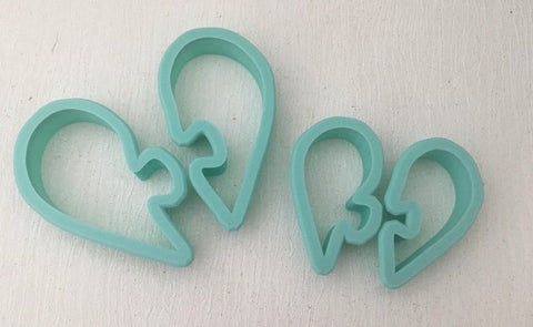 * 3D Printed Polymer Clay Cutter - Heart Mirrored Puzzle Piece 4PC Set