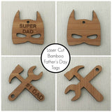 Laser Cut Bamboo Veneer Father's Day Tags